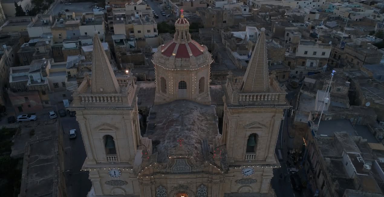 The church towers and dome viewed from above