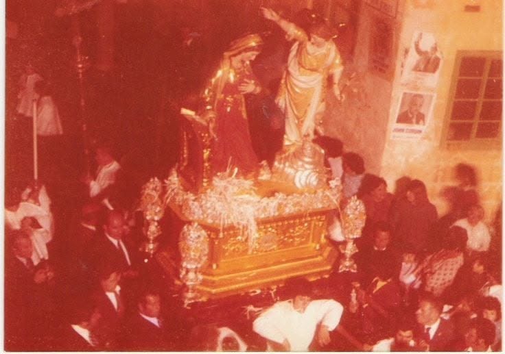 A procession viewed from above
