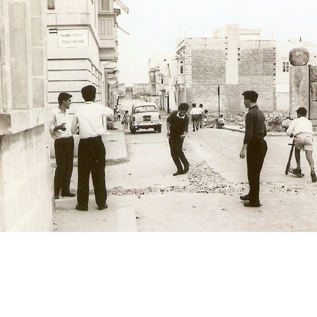 People gathered on a village street