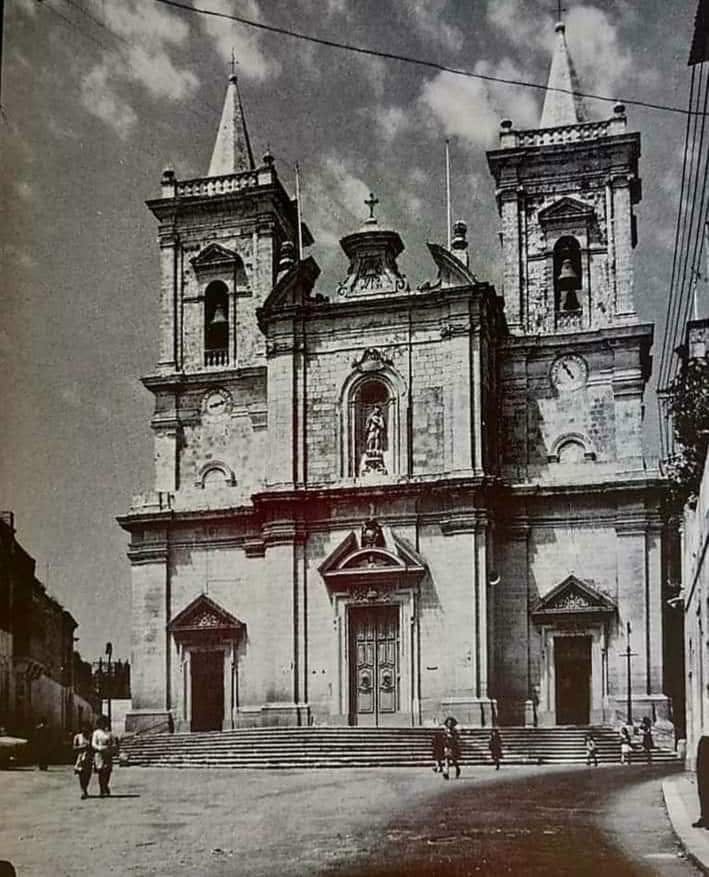 The church façade and steps